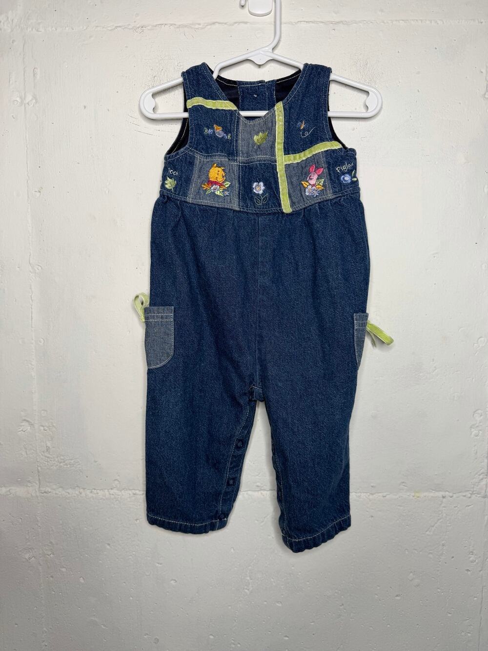 Vintage Disney Winnie the Pooh Girls 12 Months Overalls Embroidered